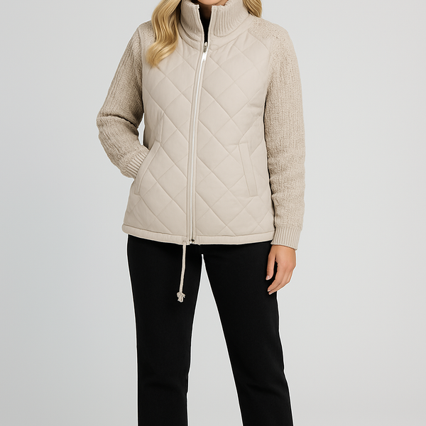 Aniya™ – Strikket patchwork-jakke med glidelås