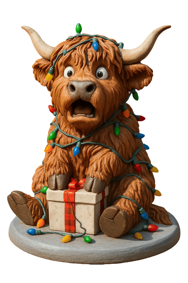 🐮 Julekalender med Highlander 2025 🎄✨ – Håndlaget 3D-dukke med Highlander (24 deler)