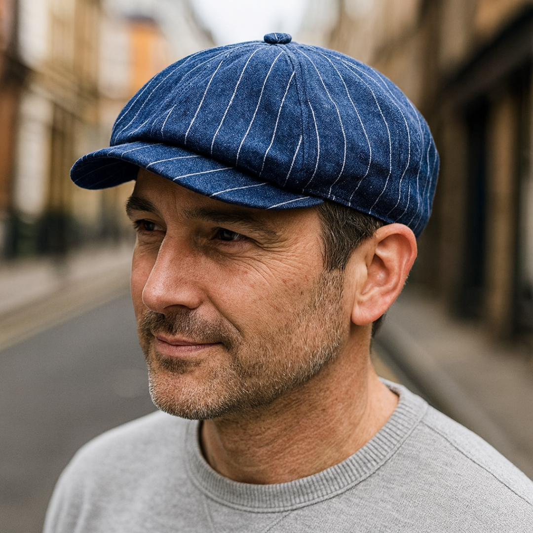 Alfred™ – Heritage Denim Pinstripe Newsboy Cap