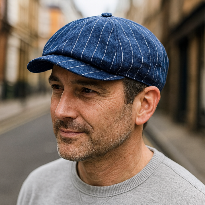 Alfred™ – Heritage Denim Pinstripe Newsboy Cap