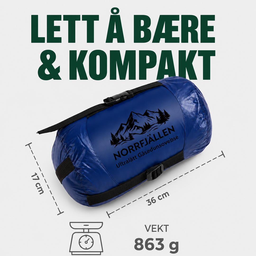 Ultralett sovepose med gåsedun