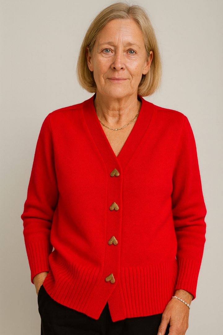 Livia™ | Elegant Cardigan med Hjerteknapper