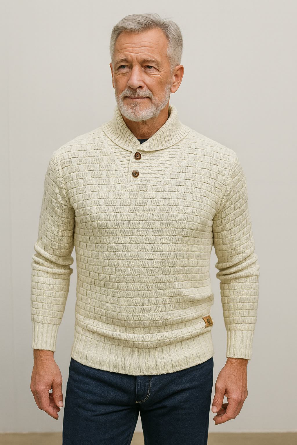 Malcolm™ | Klassisk strikkegenser med knappkrage