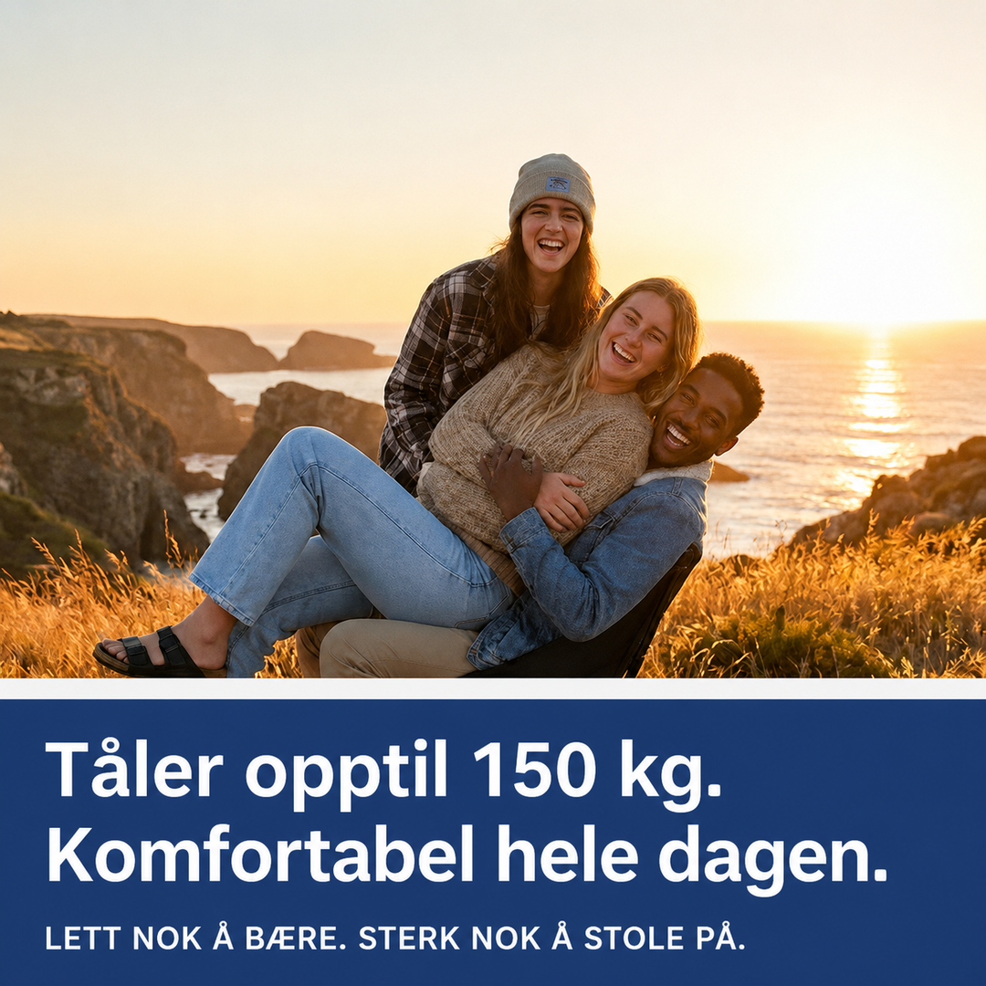 Sammenleggbar Campingstol – Lett, Kompakt & Tåler 150 kg