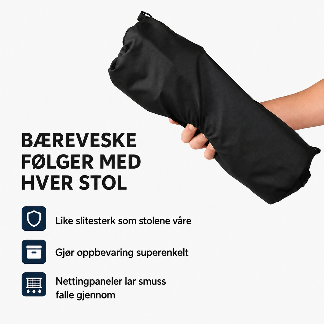 Sammenleggbar Campingstol – Lett, Kompakt & Tåler 150 kg