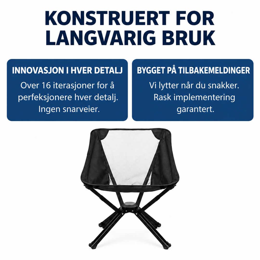 Sammenleggbar Campingstol – Lett, Kompakt & Tåler 150 kg