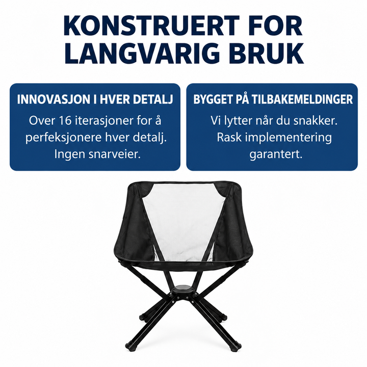 Sammenleggbar Campingstol – Lett, Kompakt & Tåler 150 kg
