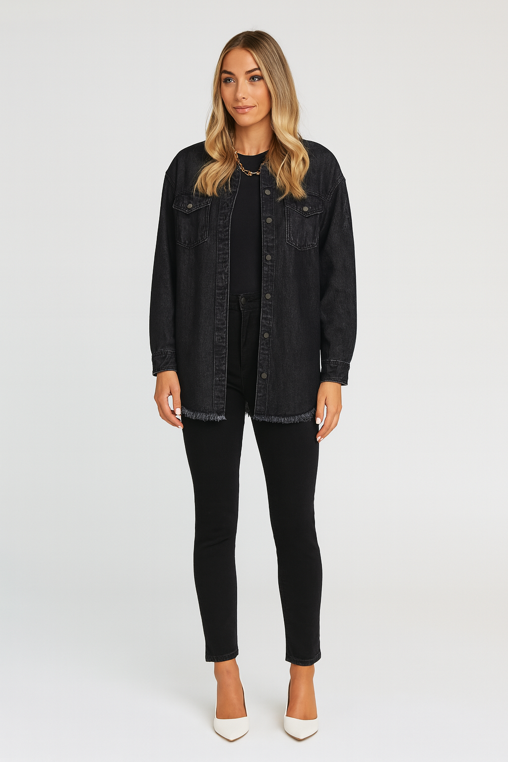 Jolien™ I Langermet Denimjakke Med Lommer