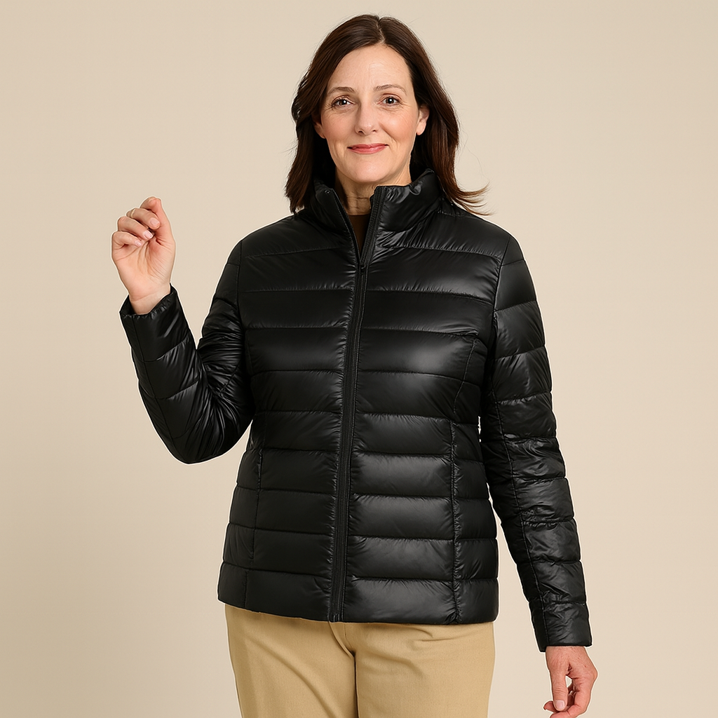 Aurora™ - Ny Ultralett Jakke med Hvite Andefjær