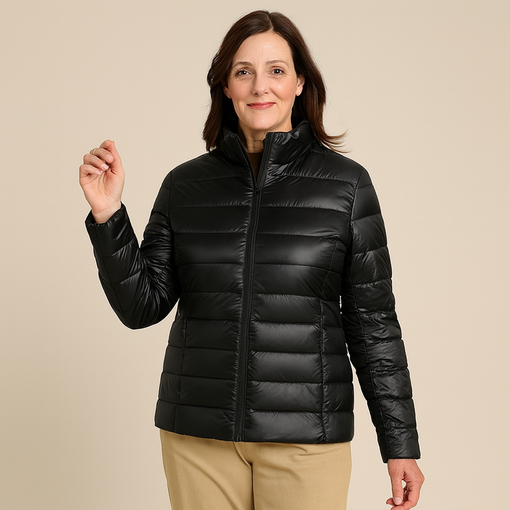 Aurora™ - Ny Ultralett Jakke med Hvite Andefjær