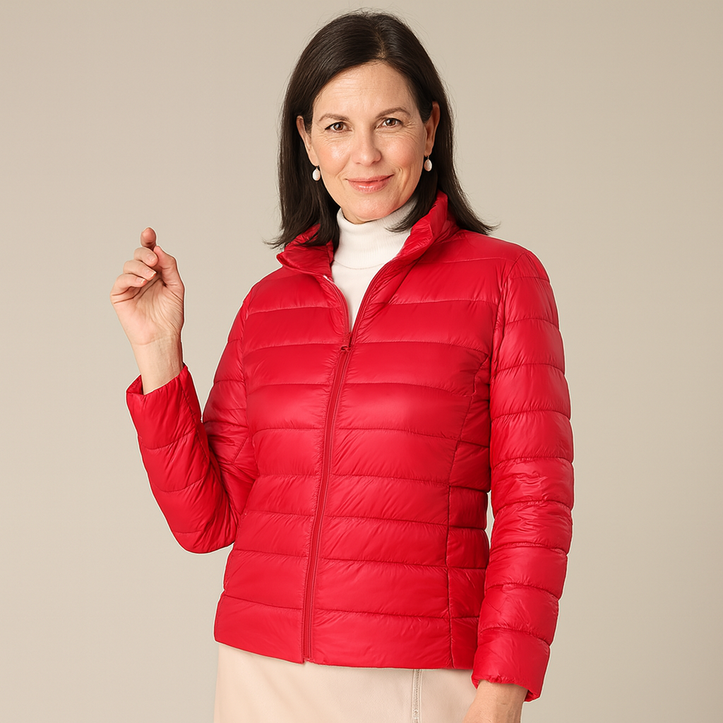 Aurora™ - Ny Ultralett Jakke med Hvite Andefjær