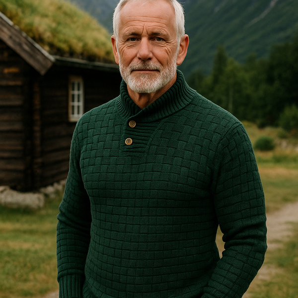 Malcolm™ | Klassisk strikkegenser med knappkrage