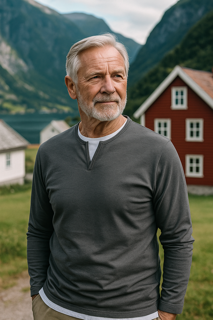 LEIF™ – Klassisk langermet T-skjorte i myk, kjemmet bomull