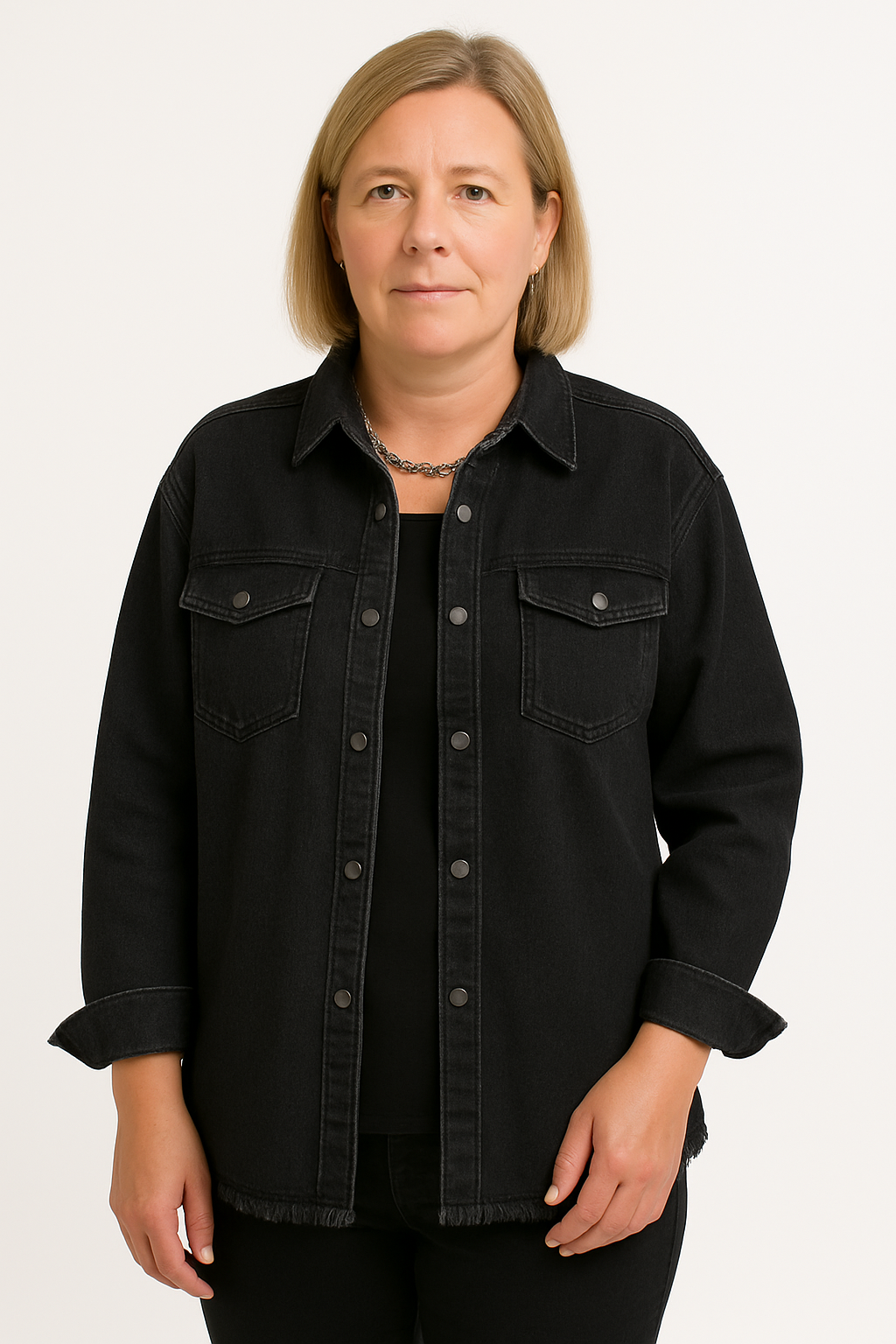 Jolien™ I Langermet Denimjakke Med Lommer