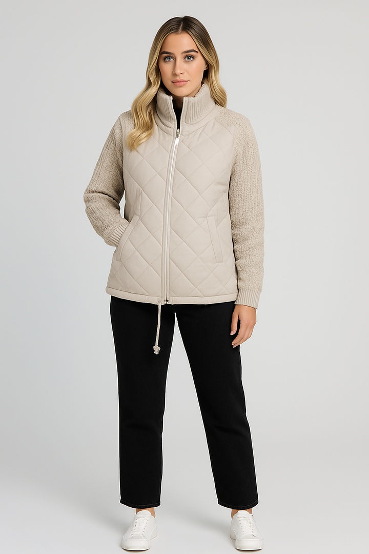 Aniya™ – Strikket patchwork-jakke med glidelås