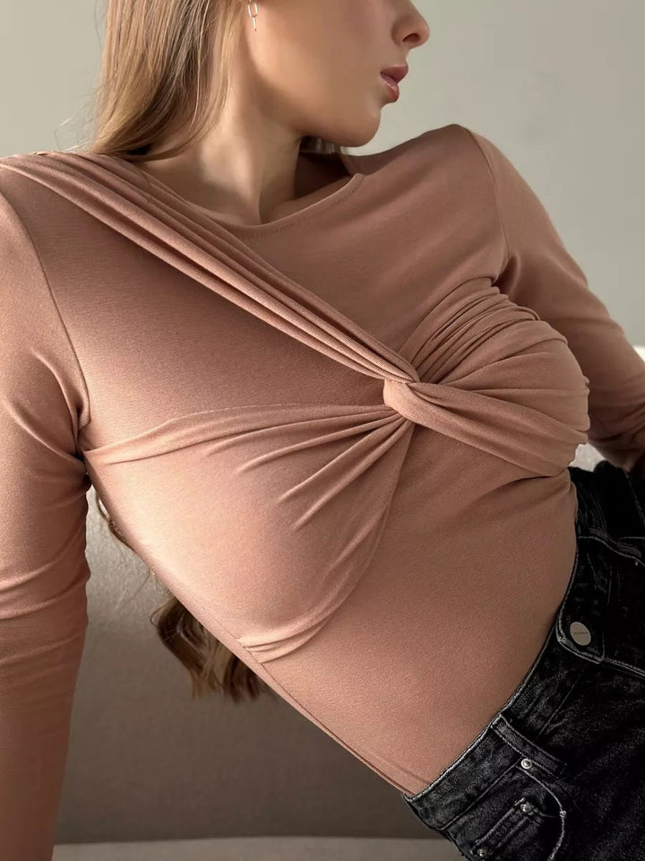 Elina™ – Elegant draperet topp med langermet design