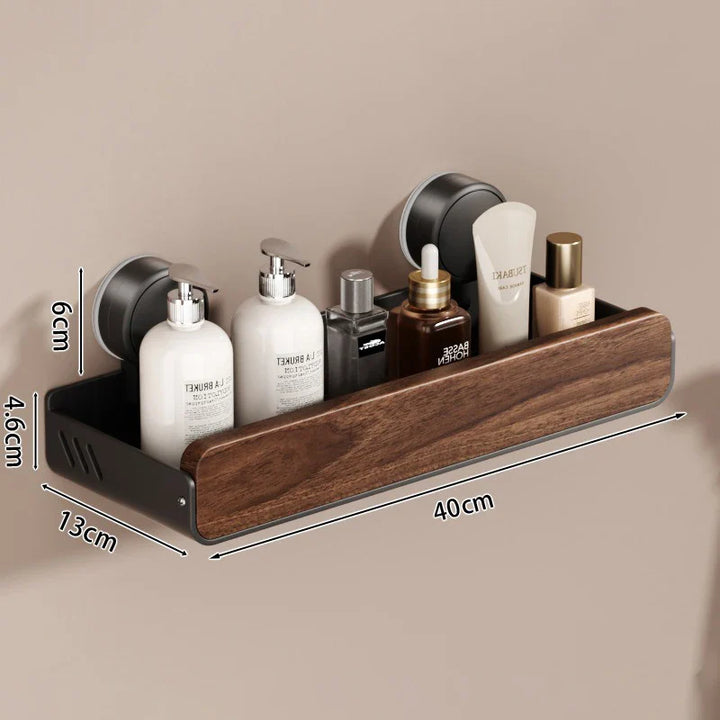 JE™ Valnøtt Badkamerhylle - Uten boring, med sugekopp-feste