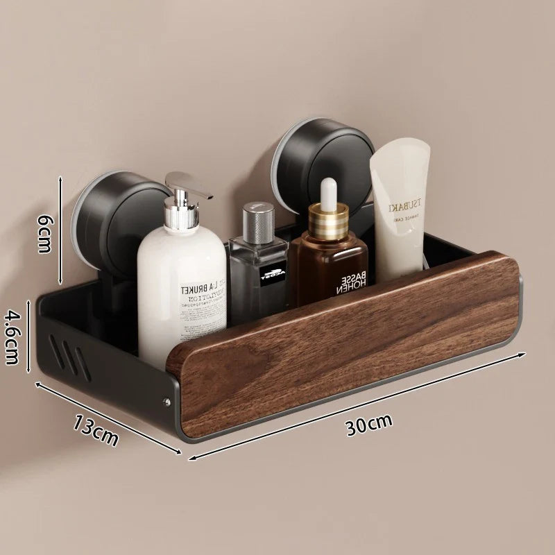 JE™ Valnøtt Badkamerhylle - Uten boring, med sugekopp-feste