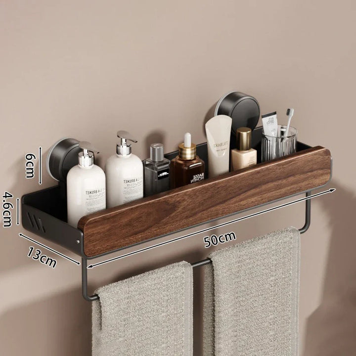 JE™ Valnøtt Badkamerhylle - Uten boring, med sugekopp-feste