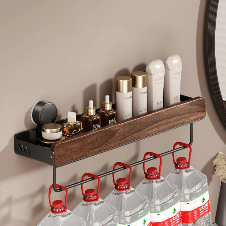 JE™ Valnøtt Badkamerhylle - Uten boring, med sugekopp-feste