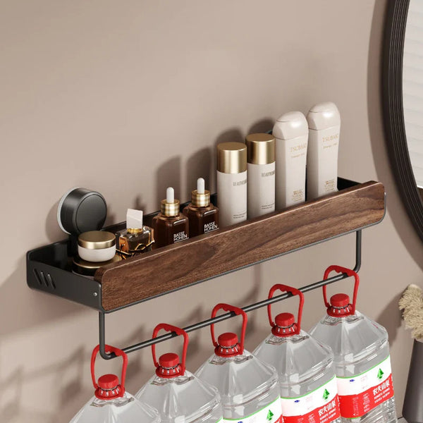 JE™ Valnøtt Badkamerhylle - Uten boring, med sugekopp-feste