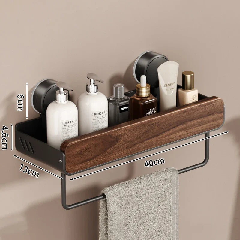 JE™ Valnøtt Badkamerhylle - Uten boring, med sugekopp-feste