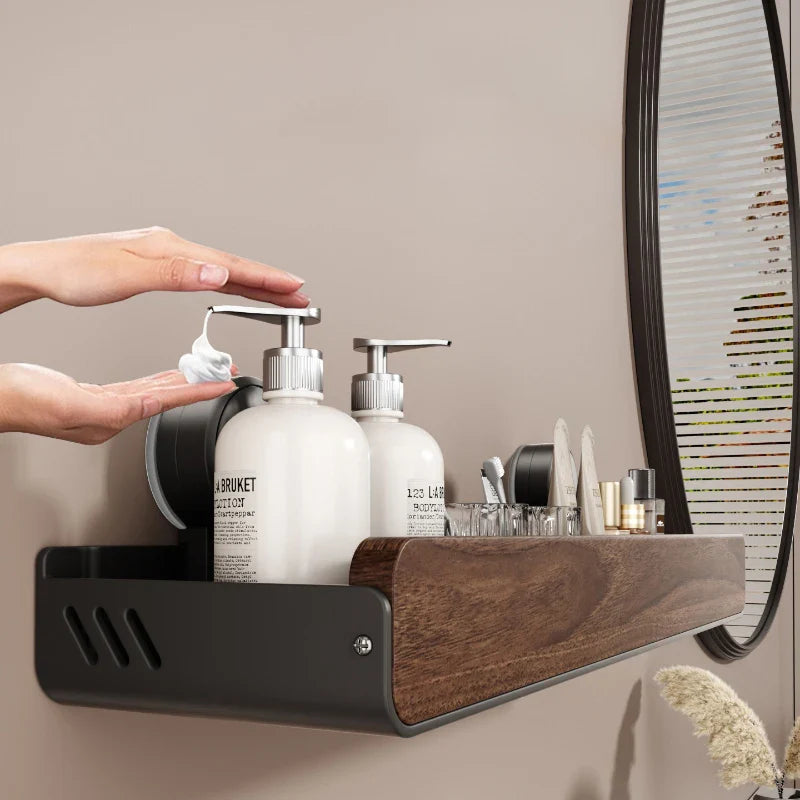 JE™ Valnøtt Badkamerhylle - Uten boring, med sugekopp-feste
