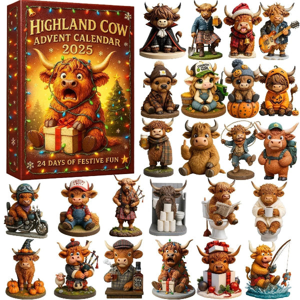 🐮 Julekalender med Highlander 2025 🎄✨ – Håndlaget 3D-dukke med Highlander (24 deler)