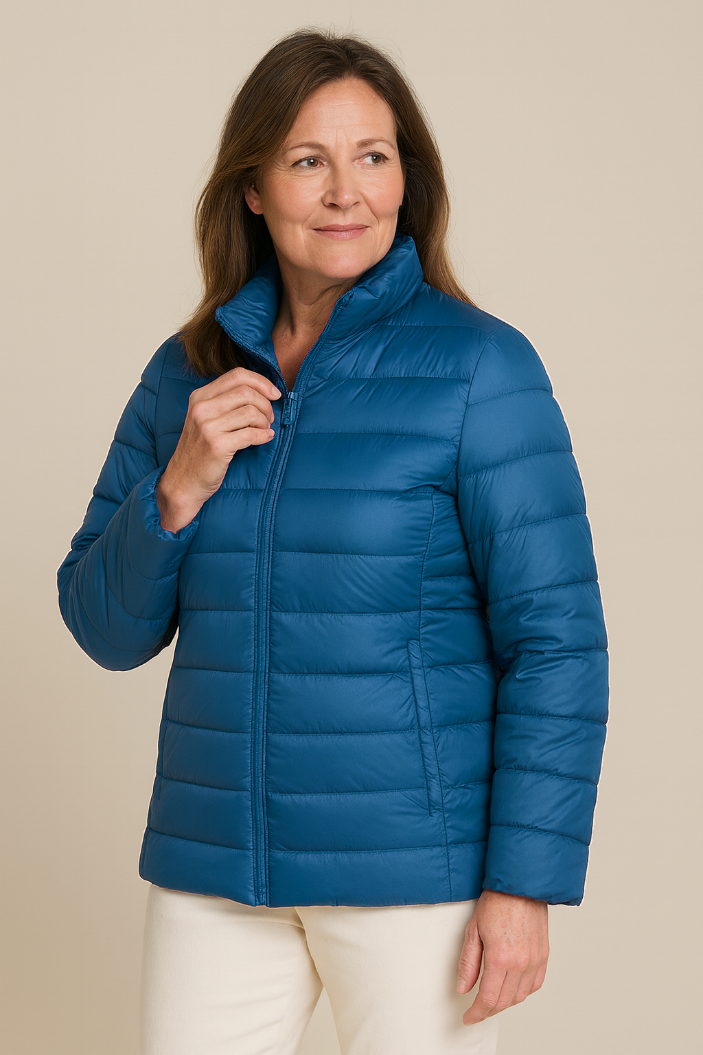 Aurora™ - Ny Ultralett Jakke med Hvite Andefjær