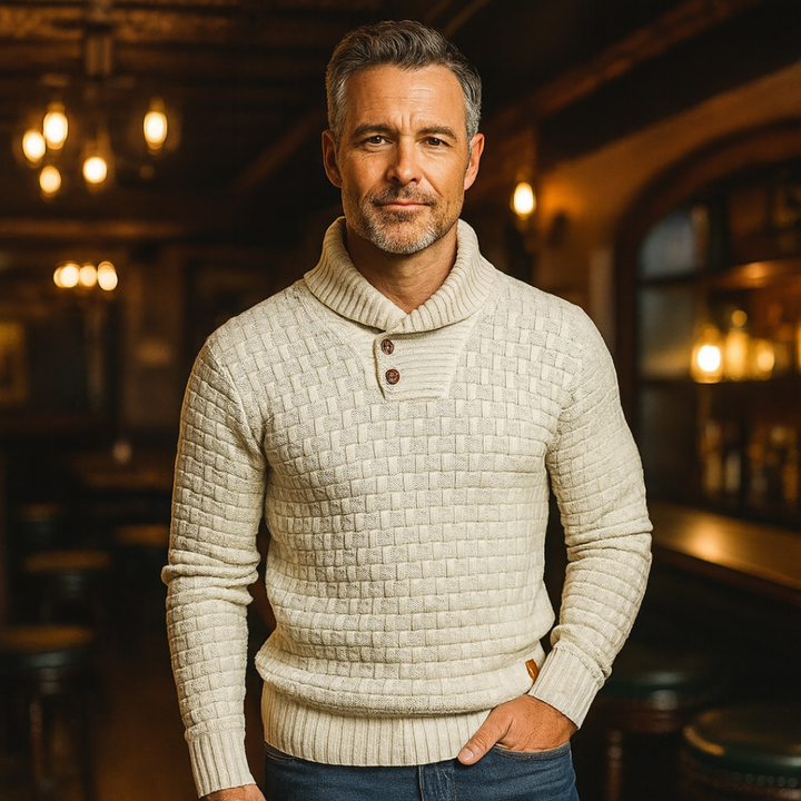 Malcolm™ | Klassisk strikkegenser med knappkrage